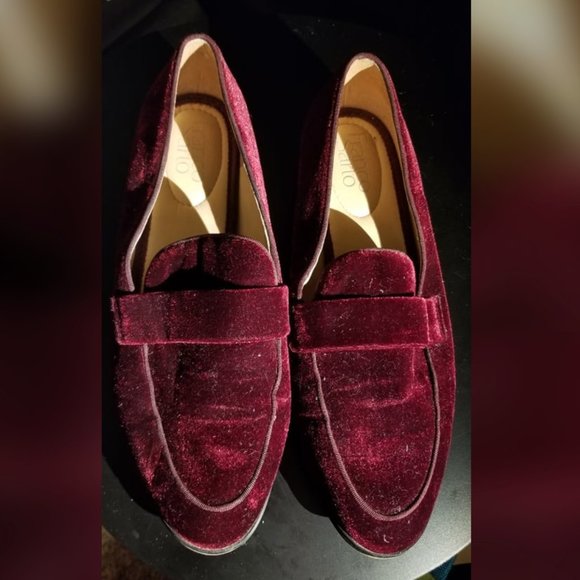 Red Velvet Loafers - Picture 2 of 6